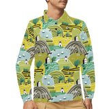 Hand drawn windmill pattern Men's Long Sleeve Polo Shirt