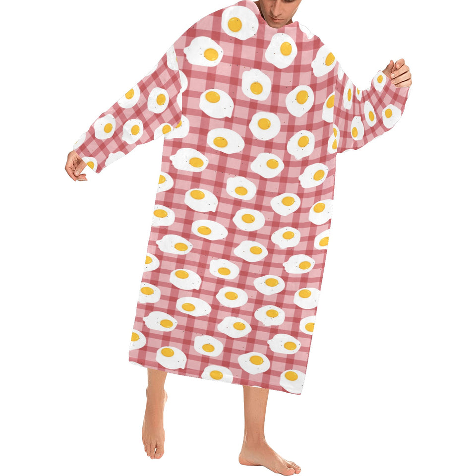 Fried Eggs Pattern Print Design 03 Blanket Robe with Sleeves