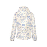 Cute sushi icon pattern Women's Padded Hooded Jacket