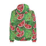 Watermelons tropical palm leaves pattern backgroun Men's Padded Hooded Jacket