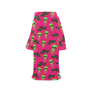 Alien Pattern Print Design 03 Blanket Robe with Sleeves