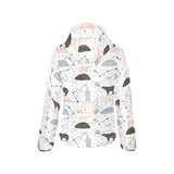 Polar bears star poka dot pattern Women's Padded Hooded Jacket