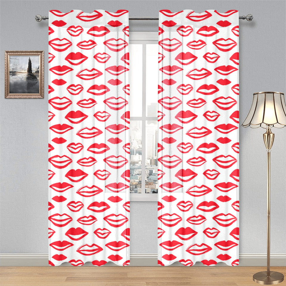 Lips Pattern Print Design 05 Gauze Curtain