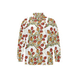 Red tulips and daffodils pattern Men's Long Sleeve Polo Shirt