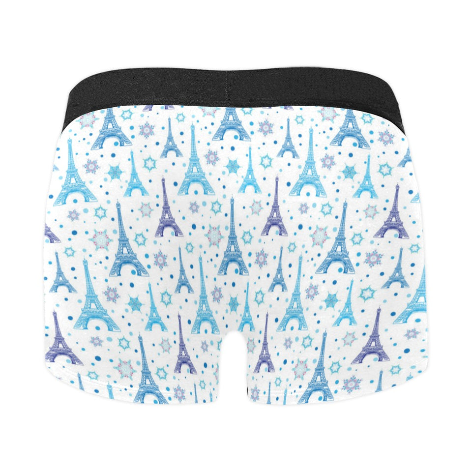 Blue Eiffel Tower Theme Pattern Print Design 01 Men's All Over Print Boxer Briefs Men's Underwear