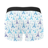 Blue Eiffel Tower Theme Pattern Print Design 01 Men's All Over Print Boxer Briefs Men's Underwear