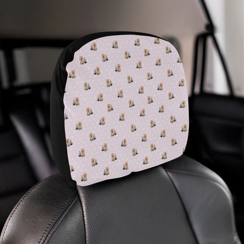 Yorkshire Terrier Pattern Print Design 02 Car Headrest Cover