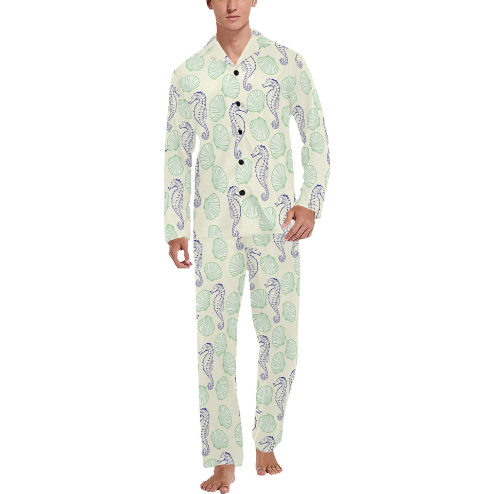 Seahorse shell pattern Men's Long Pajama Set