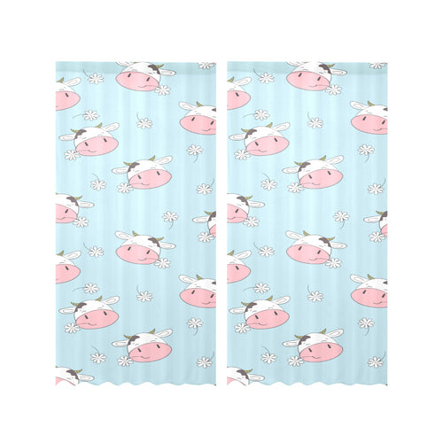 Cute cow flower pattern Gauze Curtain