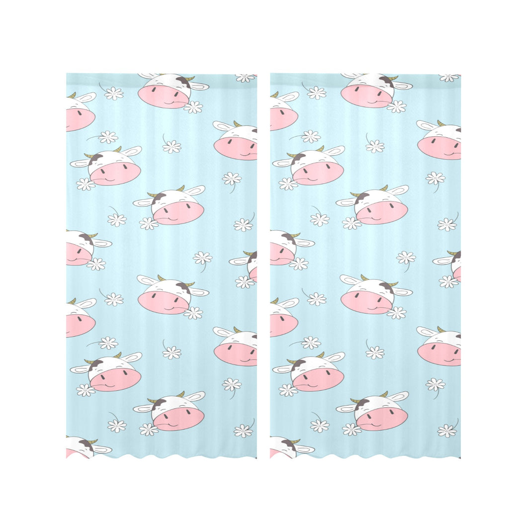 Cute cow flower pattern Gauze Curtain