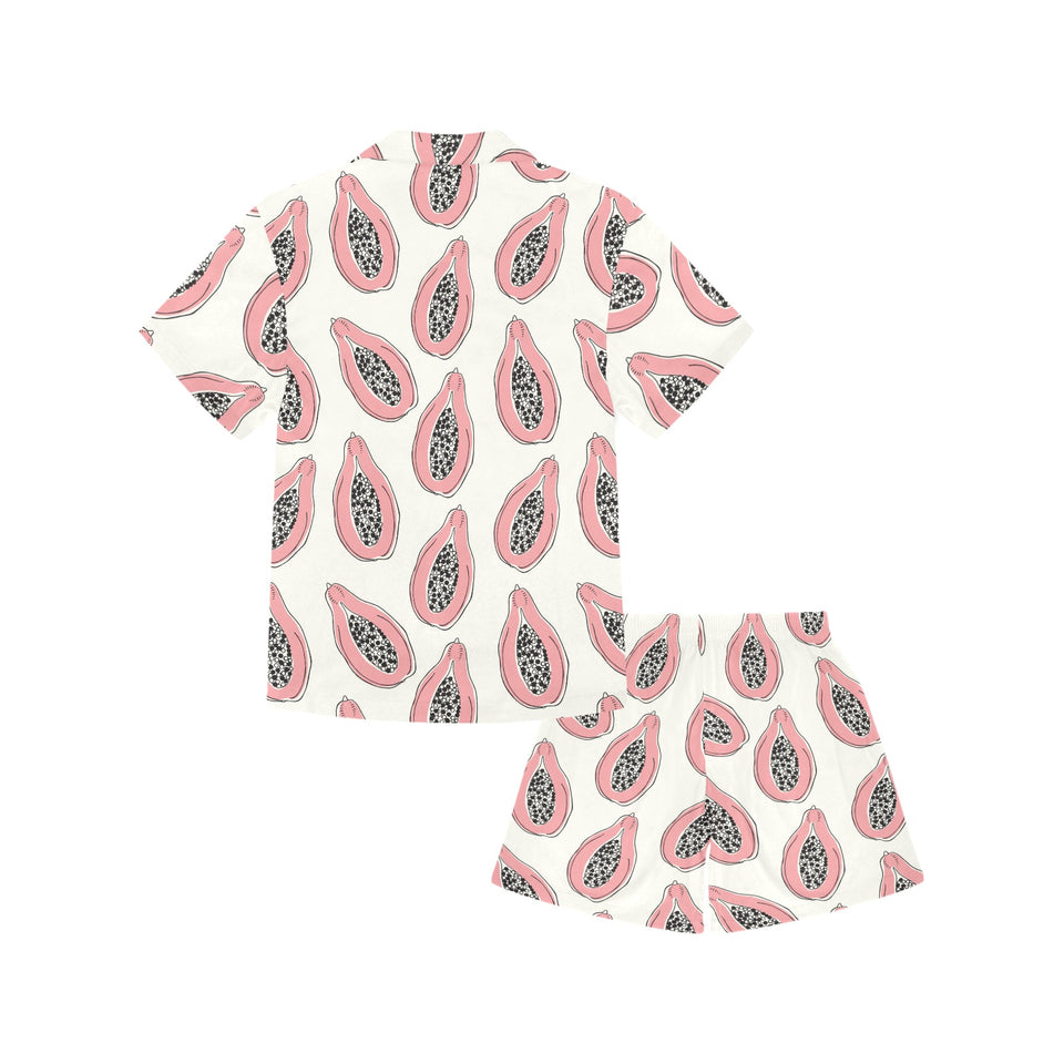 papaya pattern Kids' Boys' Girls' V-Neck Short Pajama Set