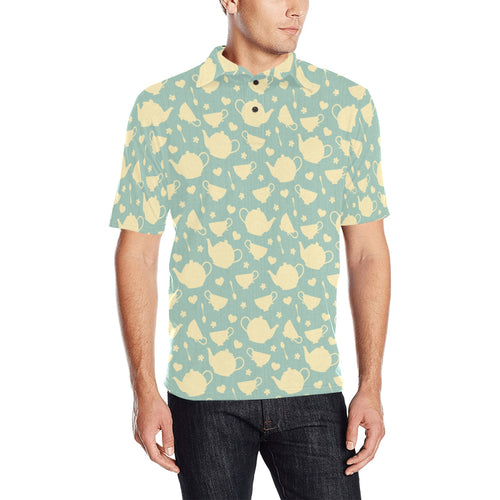 Tea pots Pattern Print Design 02 Men's All Over Print Polo Shirt