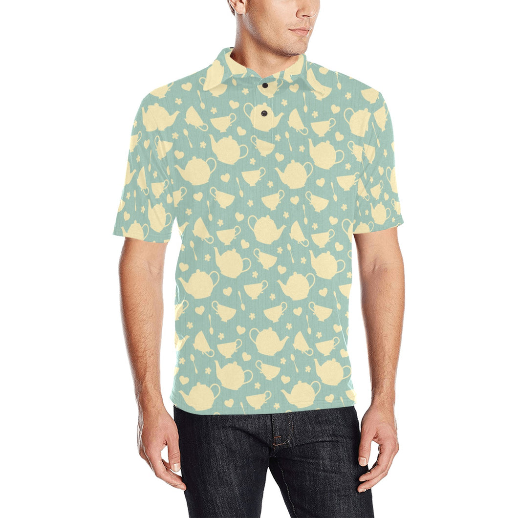 Tea pots Pattern Print Design 02 Men's All Over Print Polo Shirt