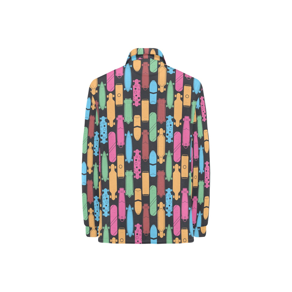 Skate Board Pattern Print Design 02 Women's Long Sleeve Polo Shirt