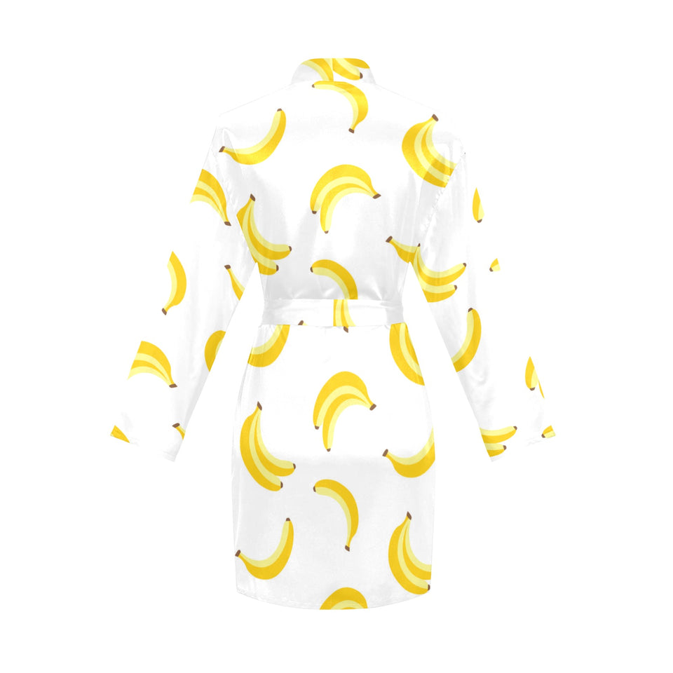 Banana pattern Women's Long Sleeve Belted Night Robe