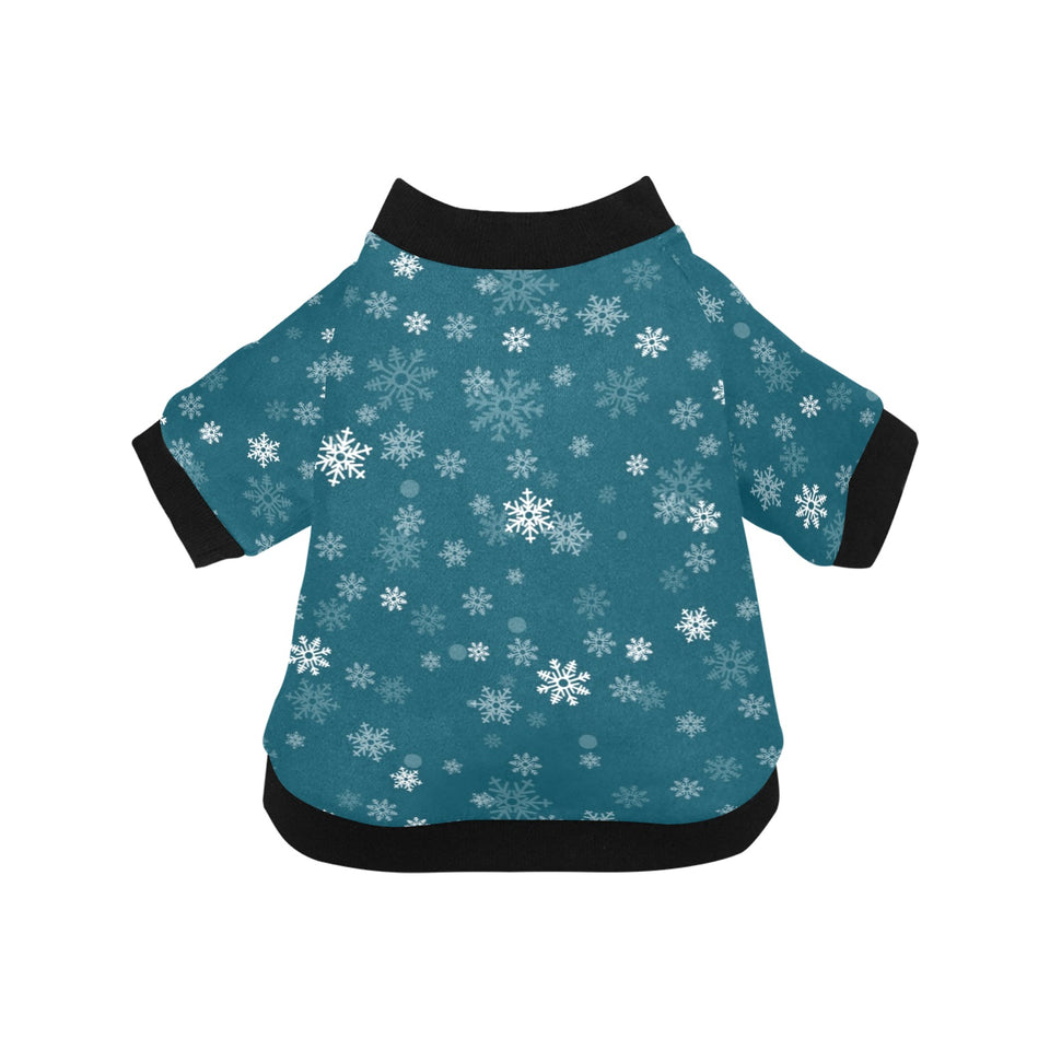 Snowflake pattern dark background All Over Print Pet Dog Round Neck Fuzzy Shirt
