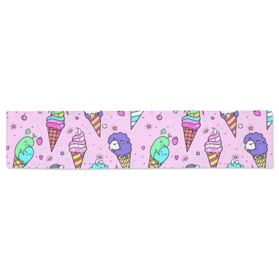 Cute ice cream cone animal pattern Table Runner