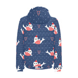 Cute sea lion seal christmas hat candy cane heart Men's Padded Hooded Jacket