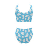 Cute white sea lion seals pattern Chest Bowknot High Waisted Bikini Swimsuit