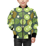 Whole sliced kiwi leave and flower Kids' Boys' Girls' Bomber Jacket
