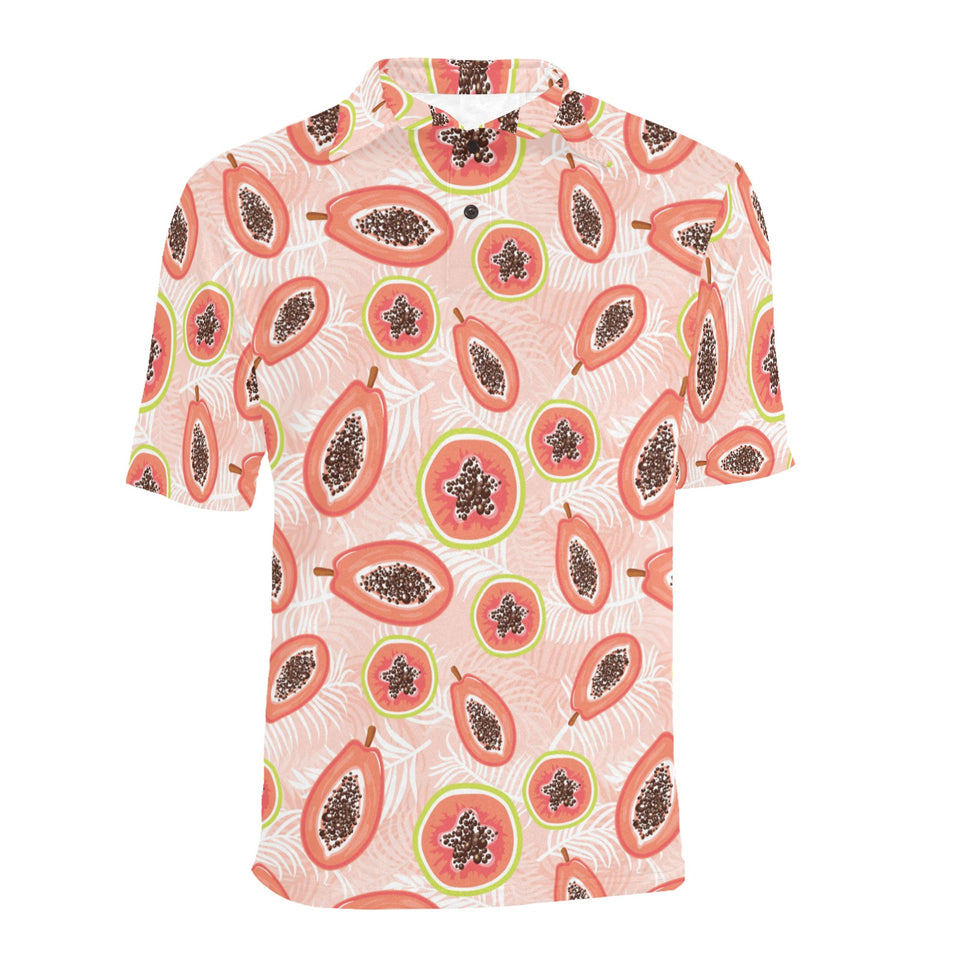 papaya leaves pattern Men's All Over Print Polo Shirt