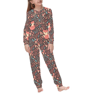fox leaves mushroom pattern Kids' Boys' Girls' All Over Print Pajama Set