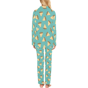 Sandwich Pattern Print Design 03 Women's Long Pajama Set