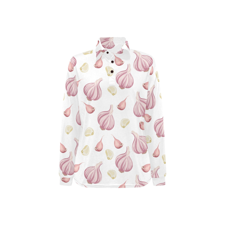 Garlic pattern Women's Long Sleeve Polo Shirt