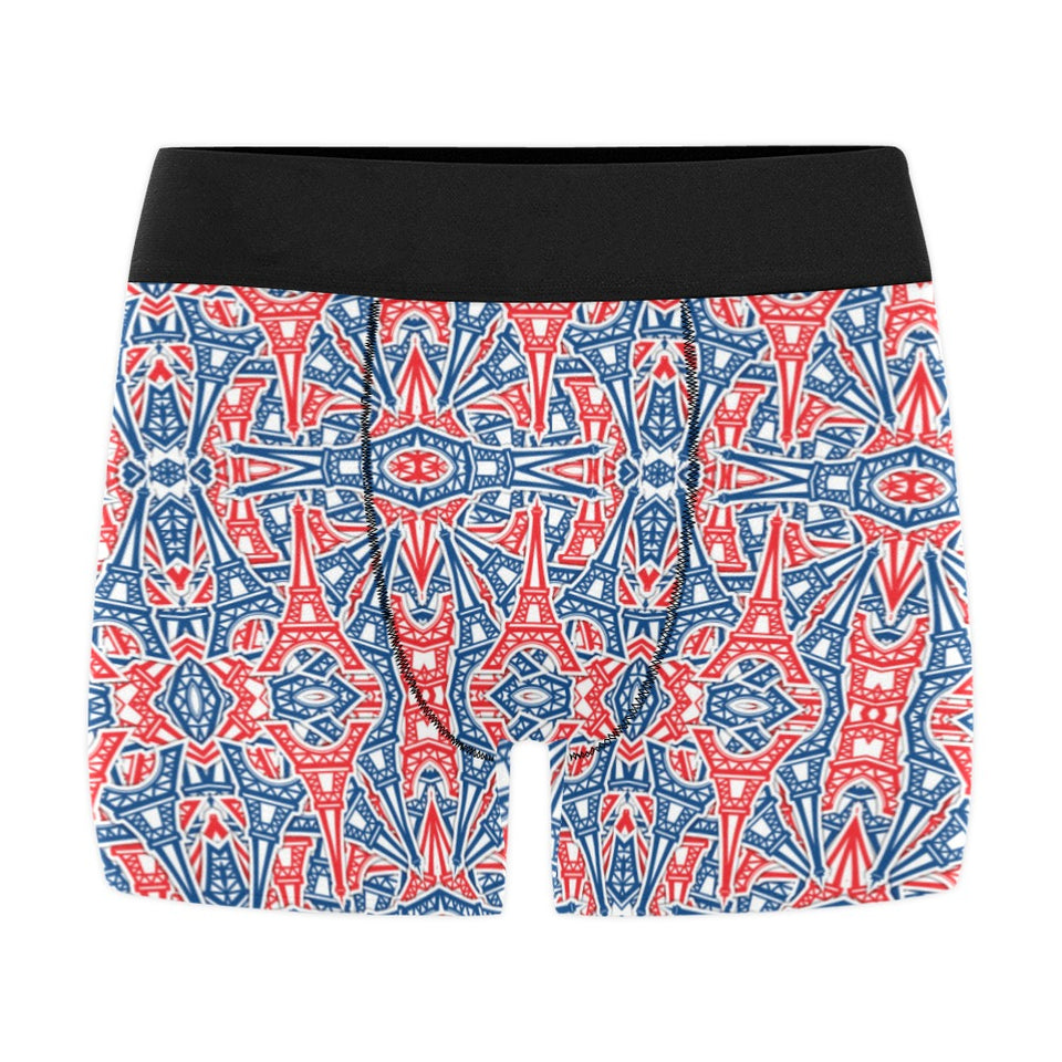 Blue Red Eiffel Tower Pattern Print Design 02 Men's All Over Print Boxer Briefs Men's Underwear