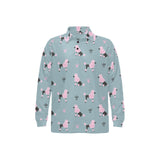 poodle dog pattern Men's Long Sleeve Polo Shirt