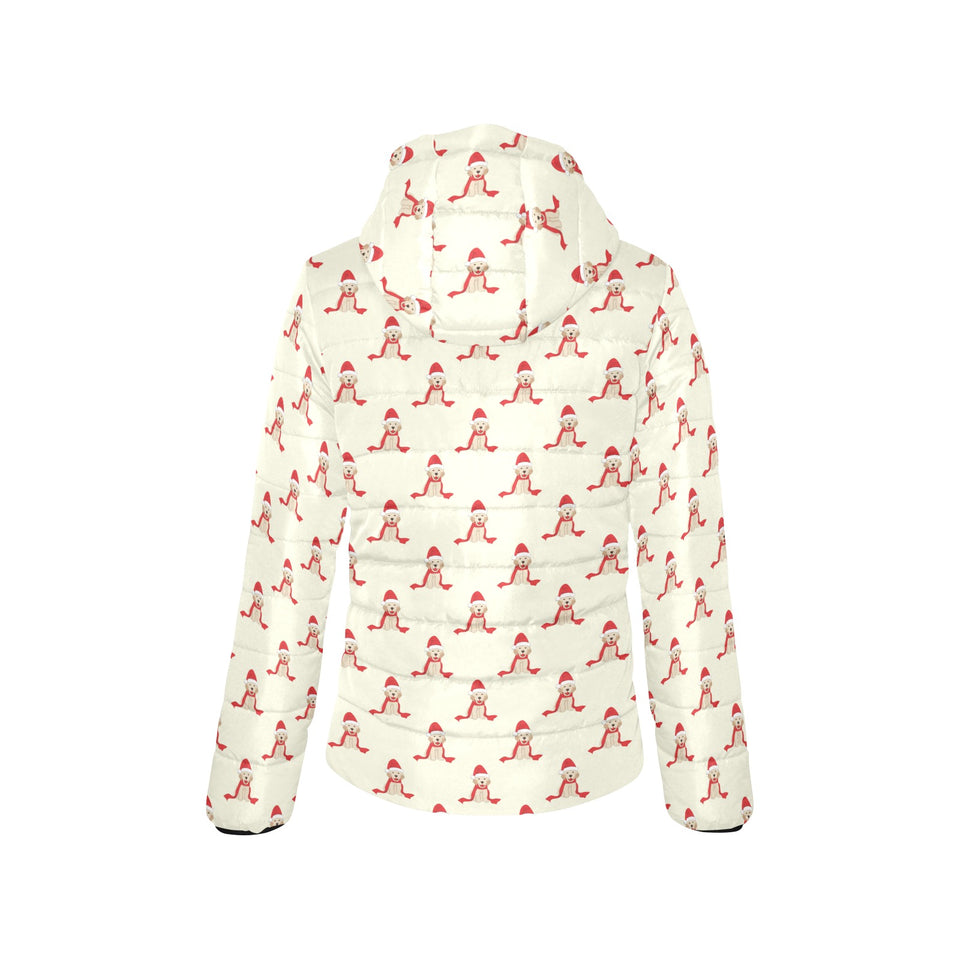 Golden Retriever Pattern Print Design 01 Women's Padded Hooded Jacket