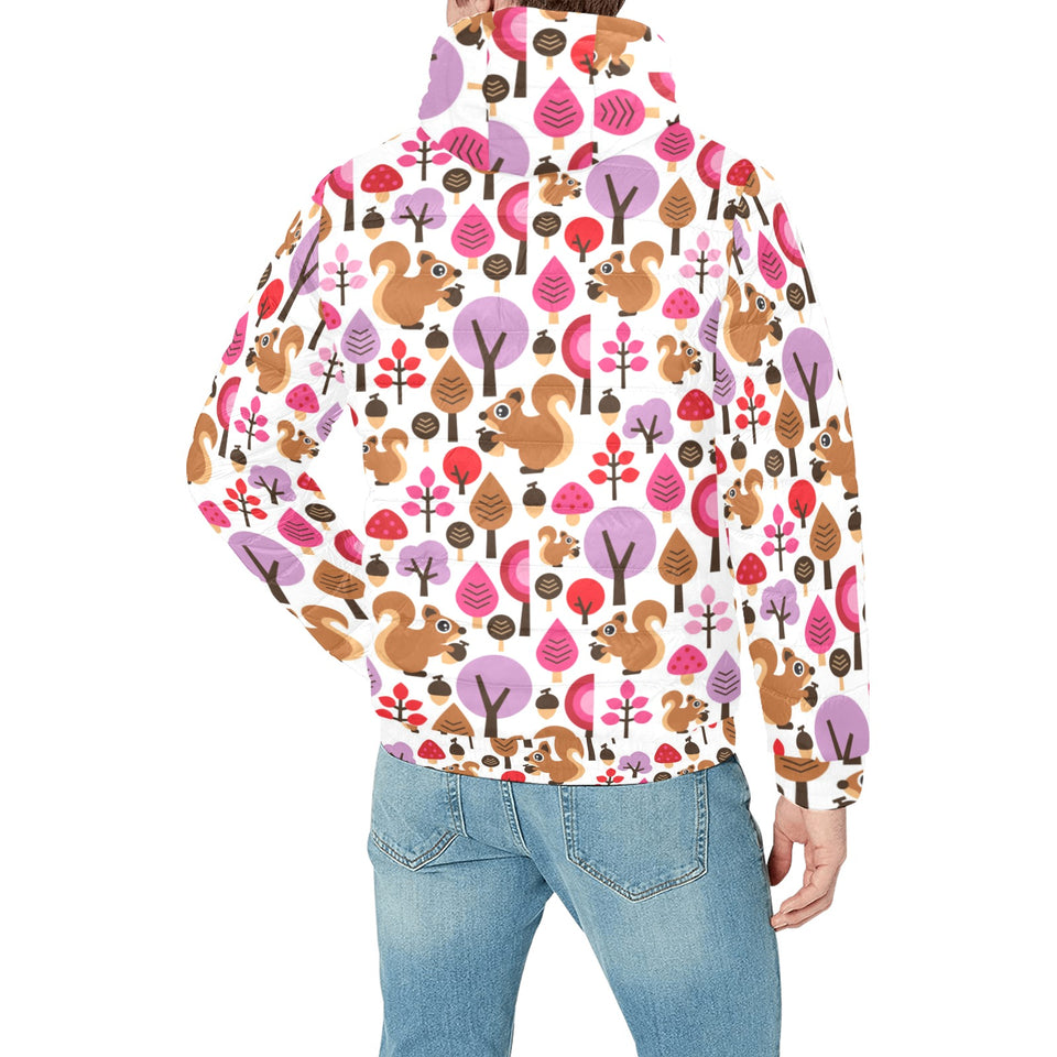 Squirrel Pattern Print Design 02 Men's Padded Hooded Jacket