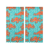 Octopus turquoise background Gauze Curtain