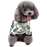heliconia flowers, palm and monstera leaves All Over Print Pet Dog Round Neck Fuzzy Shirt