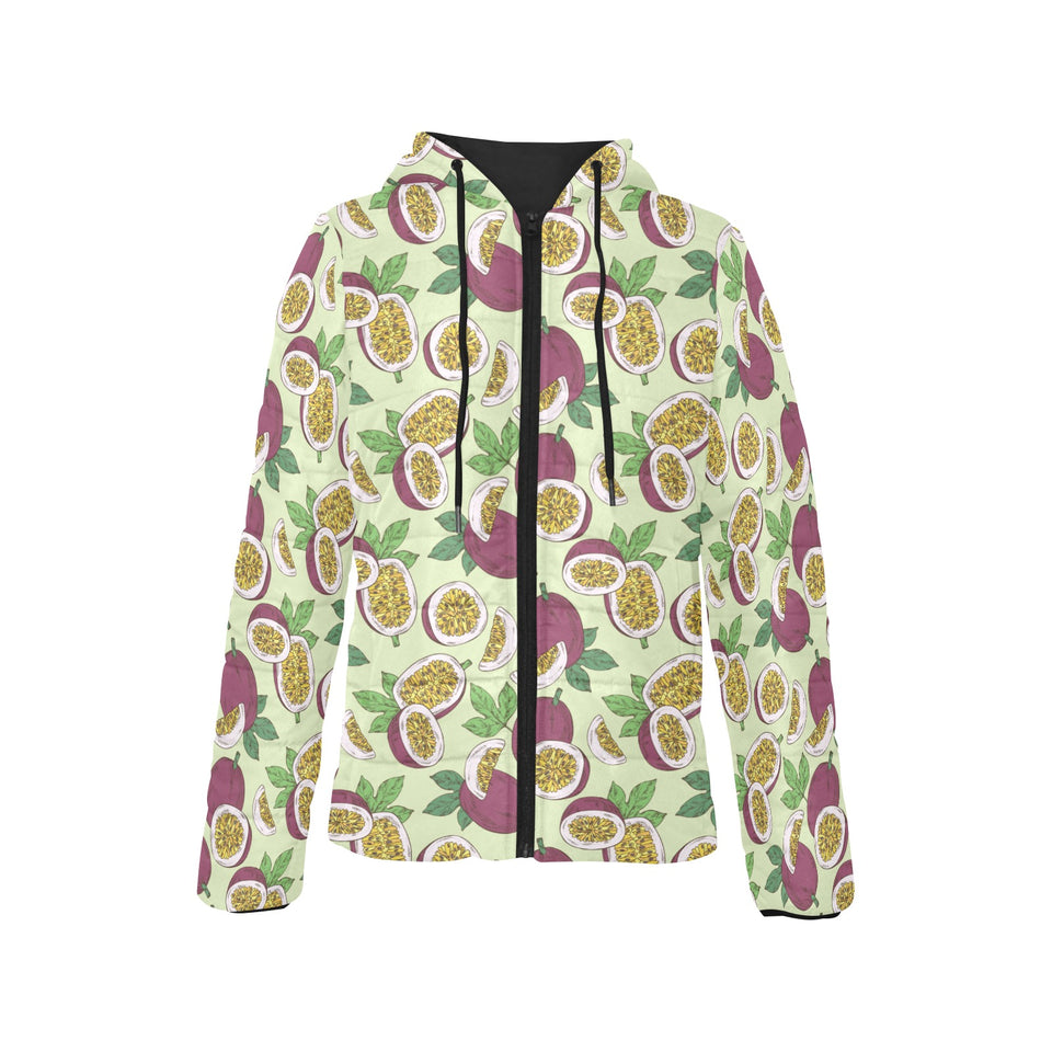 Paassion fruit pattern Women's Padded Hooded Jacket