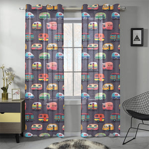 Camper Van Pattern Print Design 02 Gauze Curtain