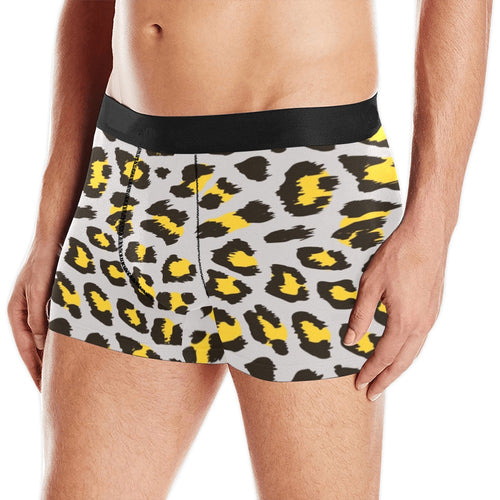 Gray Leopard print pattern Men's All Over Print Boxer Briefs Men's Underwear