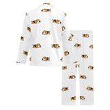 Cute beagle dog sleeping pattern Men's Long Pajama Set