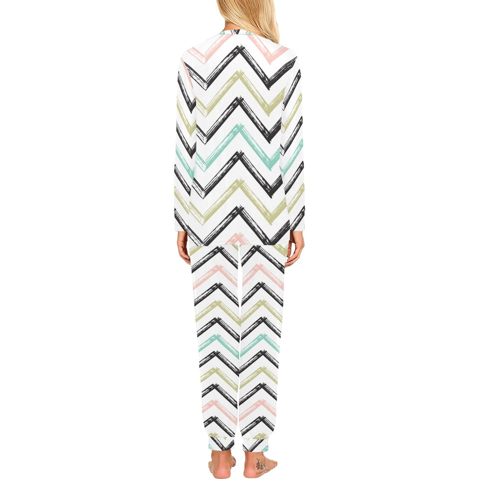 zigzag chevron paint pattern Women's All Over Print Pajama Set