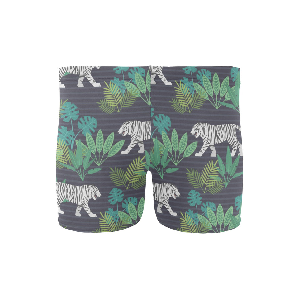 white bengal tigers tropical plant Men's Swimming Trunks