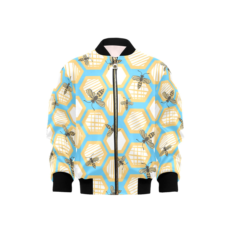 Bee honeycomb pattern Kids' Boys' Girls' Bomber Jacket