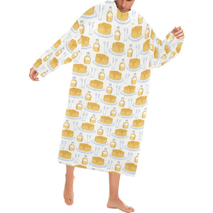 Pancake Pattern Print Design 05 Blanket Robe with Sleeves