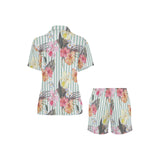 Colorful orchid flower pattern Women's V-Neck Short Pajama Set