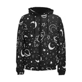 Hand drawn space rocket star planet Men's Padded Hooded Jacket