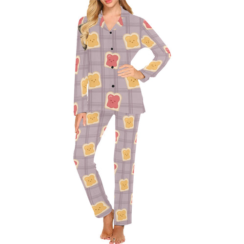 Bread Toast Pattern Print Design 05 Women's Long Pajama Set