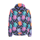 Pineapples pattern zigzag background Men's Padded Hooded Jacket