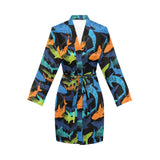 Colorful shark Women's Long Sleeve Belted Night Robe