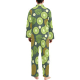 Whole sliced kiwi leave and flower Men's Long Pajama Set