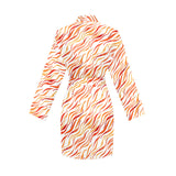 Fire flame watercolor pattern Women's Long Sleeve Belted Night Robe