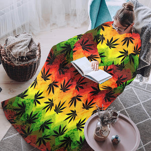 Canabis Marijuana Weed Pattern Print Design 03 Blanket Robe with Sleeves